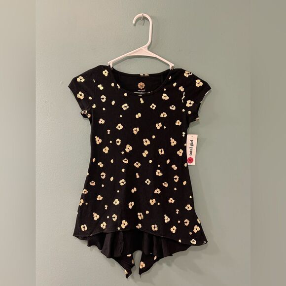 NWT … TOTAL GIRL “Size: S - (7/8)” Black & Gold Print Top - Picture 1 of 5